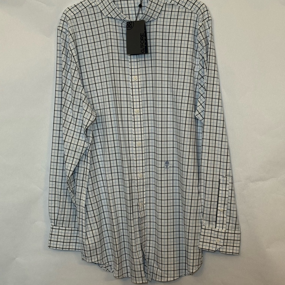 NWT G/Fore Tattersall Plaid Spread Collar Woven Button Sport Shirt Mens 2XL